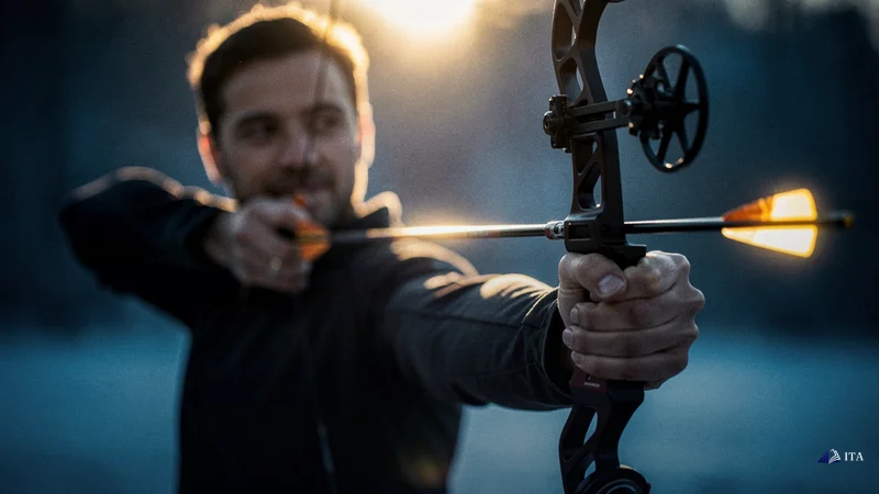 Daily Practice: Building a Decisive Trading Mindset: compound bow, archer silhouette, mechanical cam