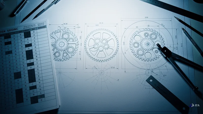 A Practical Protocol: 5 Steps to Make Decisive Trading Moves: mechanical blueprint, engineer compass, gear systems