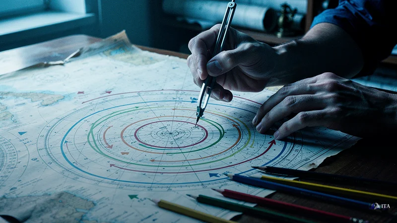 Setup 1: Squeeze Breakout with Trend Filter: compass, nautical charts, colored pencils