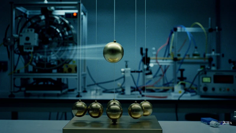 Setup 2: Squeeze with Momentum Confirmation: pendulum apparatus, brass weights, laboratory equipment