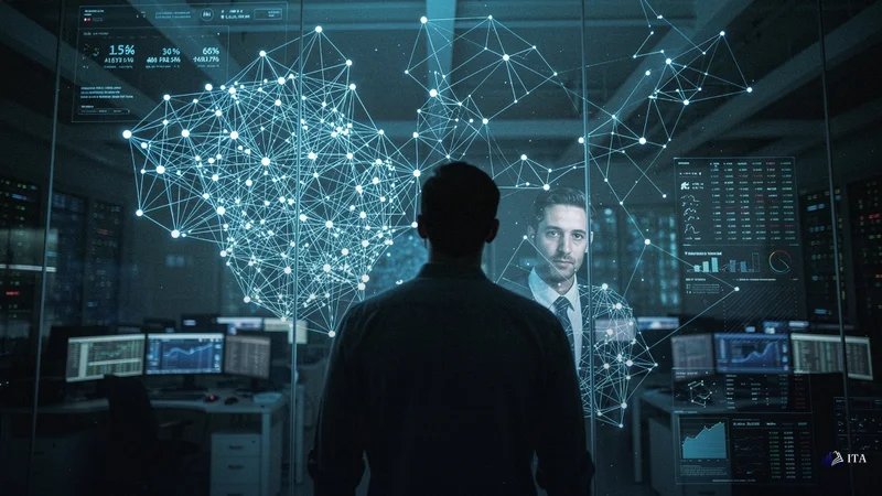 The Comeback Mindset: Reframing Failure and Rebuilding Confidence: data scientist, transparent display, glowing data points