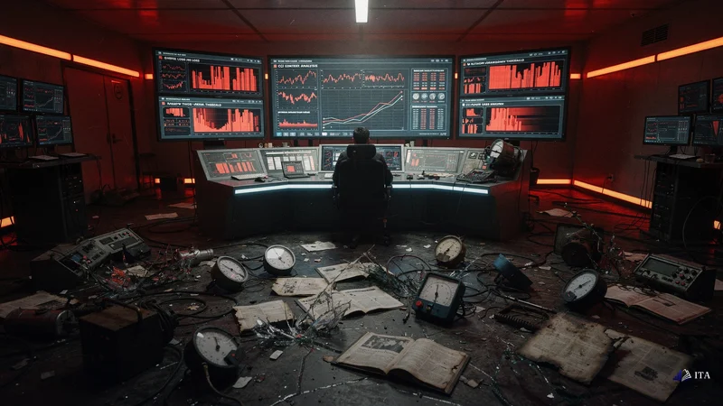 Risk management control room where multiple warning systems display flashing red alerts for 3% daily loss and 6% maximum.