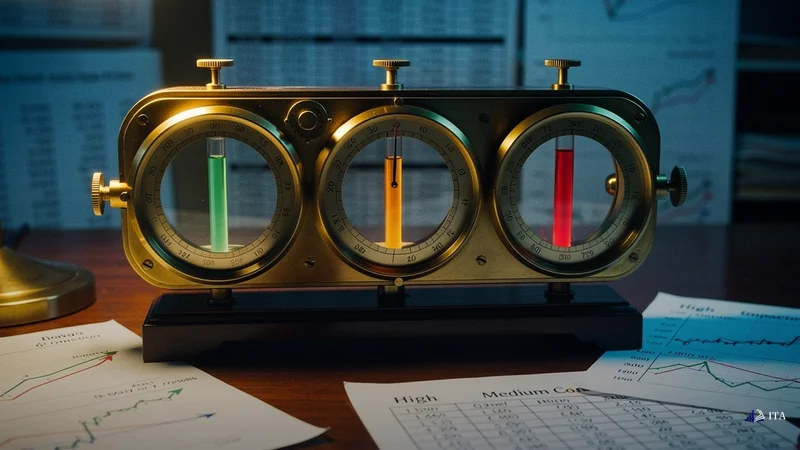 How to Read Economic Calendar Impact Levels: brass_barometer, mercury_chambers, handwritten_notes