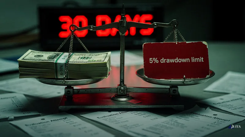 A delicate balance scale shows the impossible equilibrium between profit targets and risk limits.