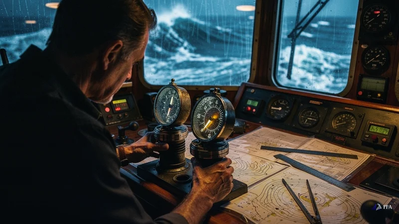 U.S. Equity Sector Rotation Dynamics: ship bridge, dual compass systems, storm weather