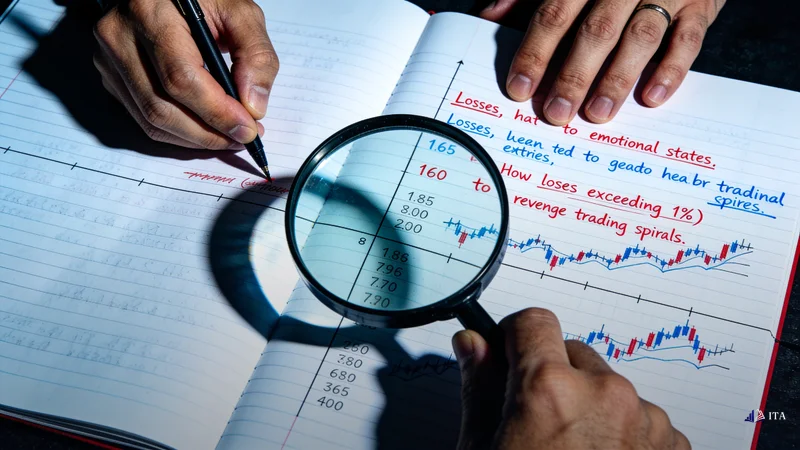 Trading journal with detailed behavioral analysis and color-coded emotional pattern tracking.