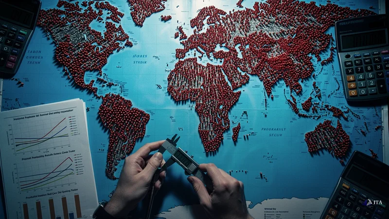 Statistical Reality vs. Perceived Skill: world_map, red_pins, calipers