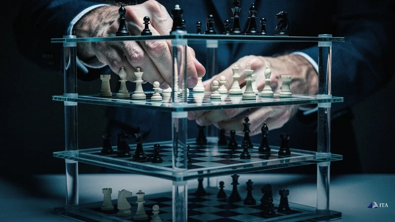 Adapting the Formula to Prop Firm Challenge Rules: chess grandmaster, three-dimensional board, strategic pieces