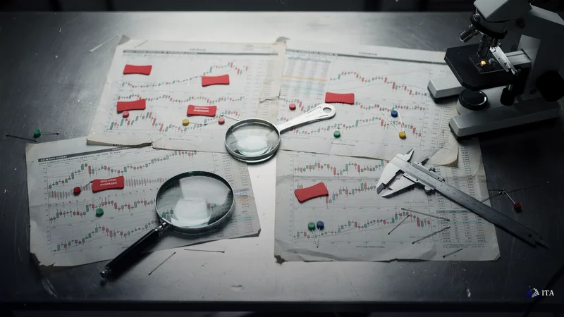 Forensic analysis table with categorized trading failures revealing systematic loss patterns.