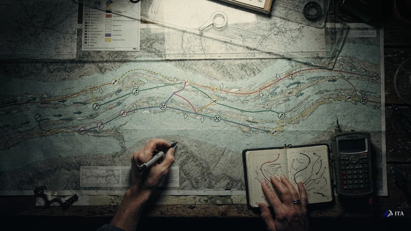 Navigation specialist planning safe river entries during strong directional currents.