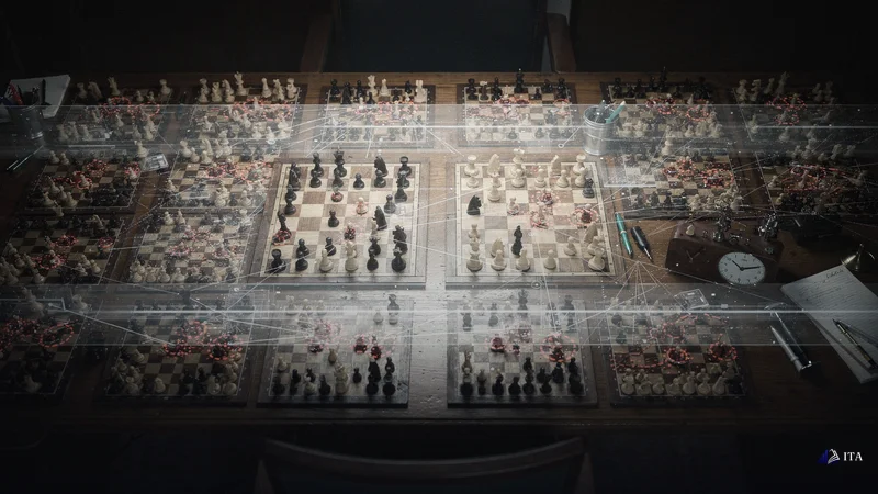 Chess master's systematic position analysis with filtered strategic selections.