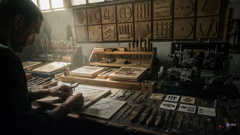 Master craftsman's workshop with progressive skill-building stations and pattern templates.