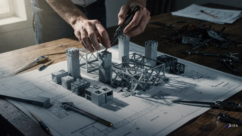 Hands building a structured framework for sustainable trading practices.